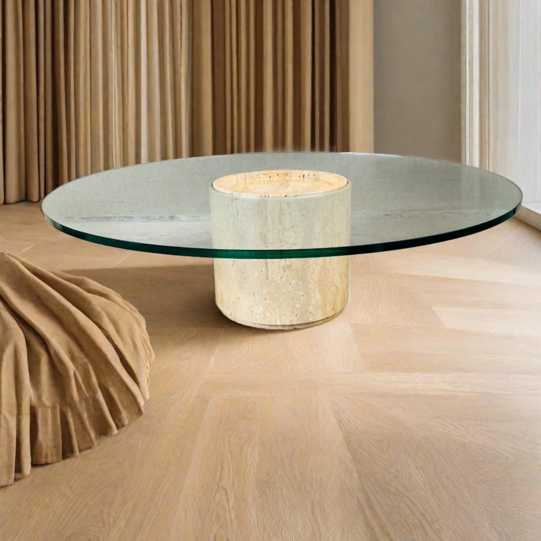 Discover Timeless Elegance with our Mid-Century Round Travertine Coffee Table from Italy 1970

Introduction: Elevate your living space with the exquisite charm of our Mid-Century Round Travertine Coffee Table from Italy, crafted in the iconic style