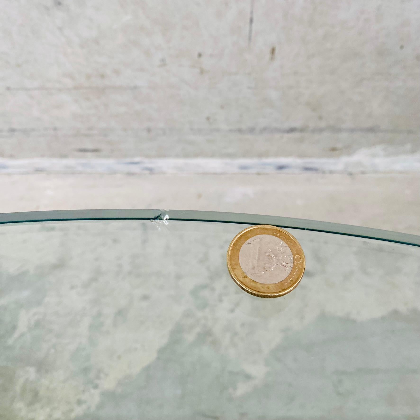 Table basse ronde en verre travertin du milieu du siècle dernier, Italie, 1970 en vente 6