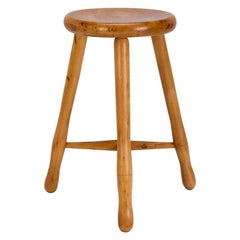 Mid-Century Round Tripod Milking Stool, Denmark, 1960s