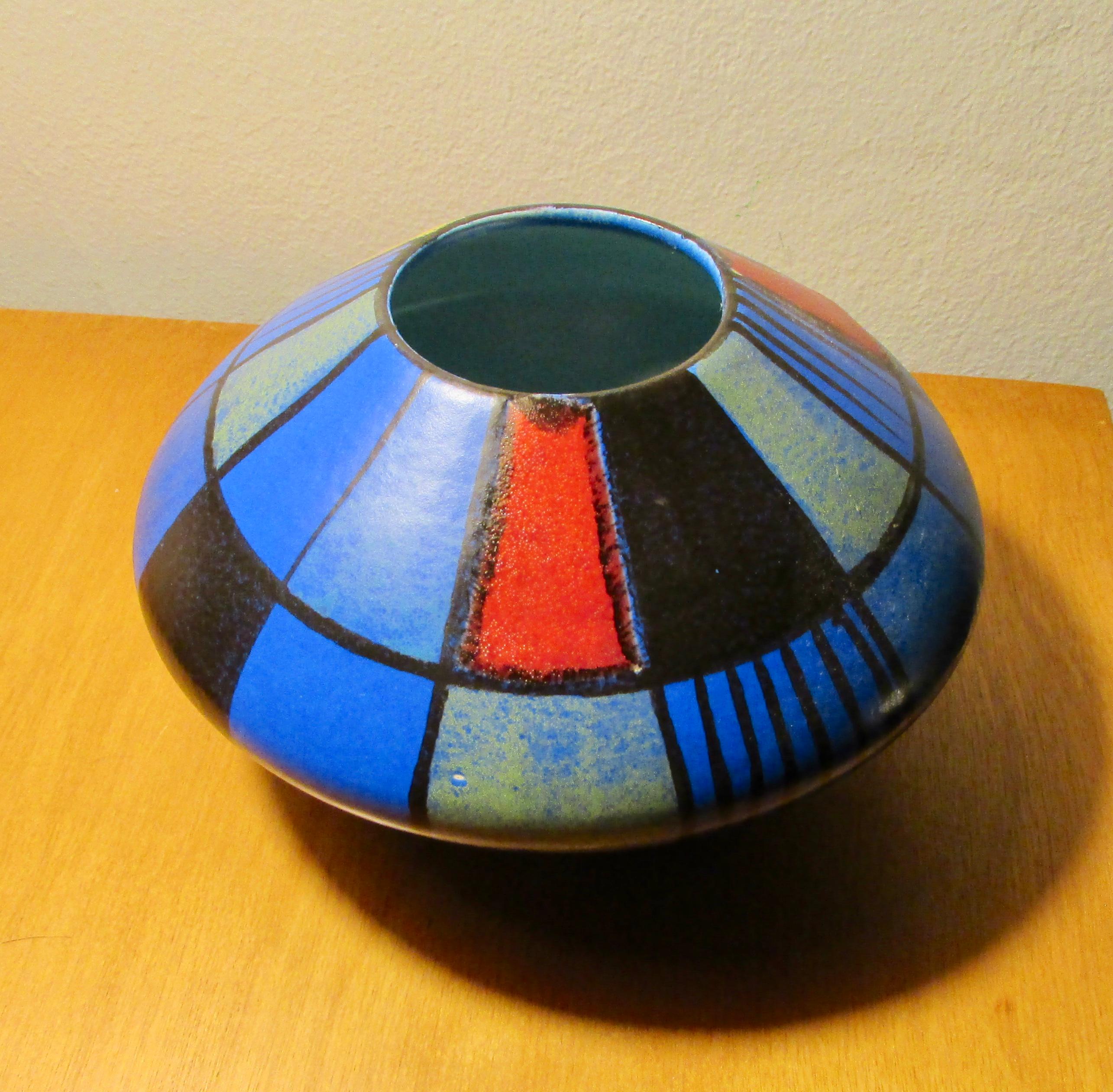 German Mid-Century Round Vase Reims Decor by Bodo Mans for Bay Keramik For Sale
