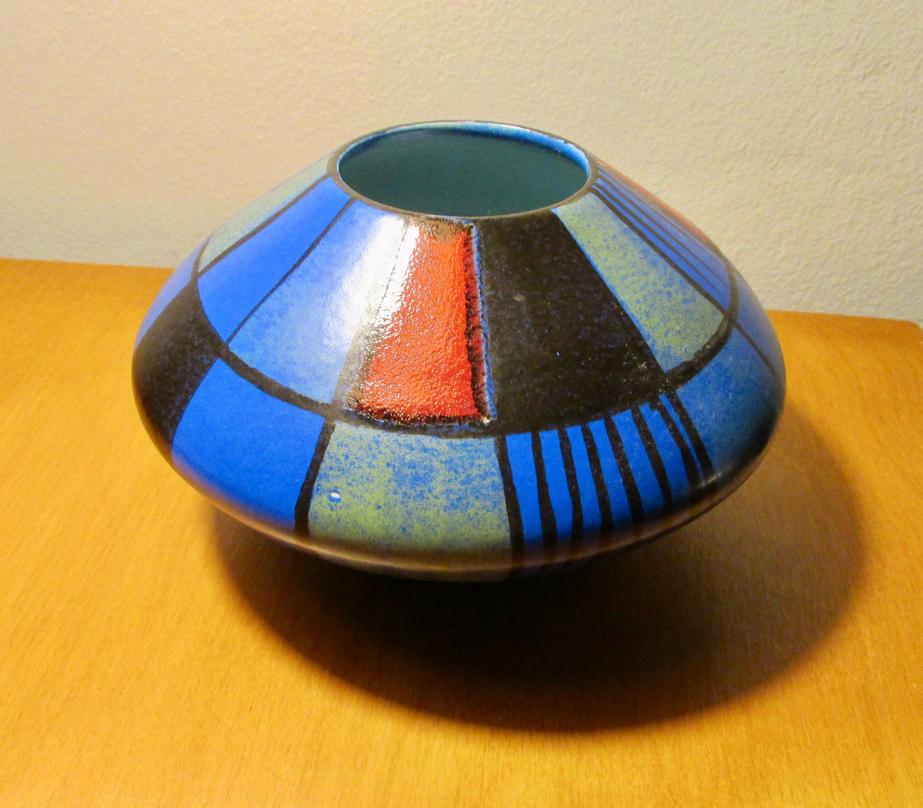 Glazed Mid-Century Round Vase Reims Decor by Bodo Mans for Bay Keramik For Sale