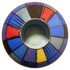 Vase rond du milieu du siècle décoré à Reims par Bodo Mans pour Bay Keramik