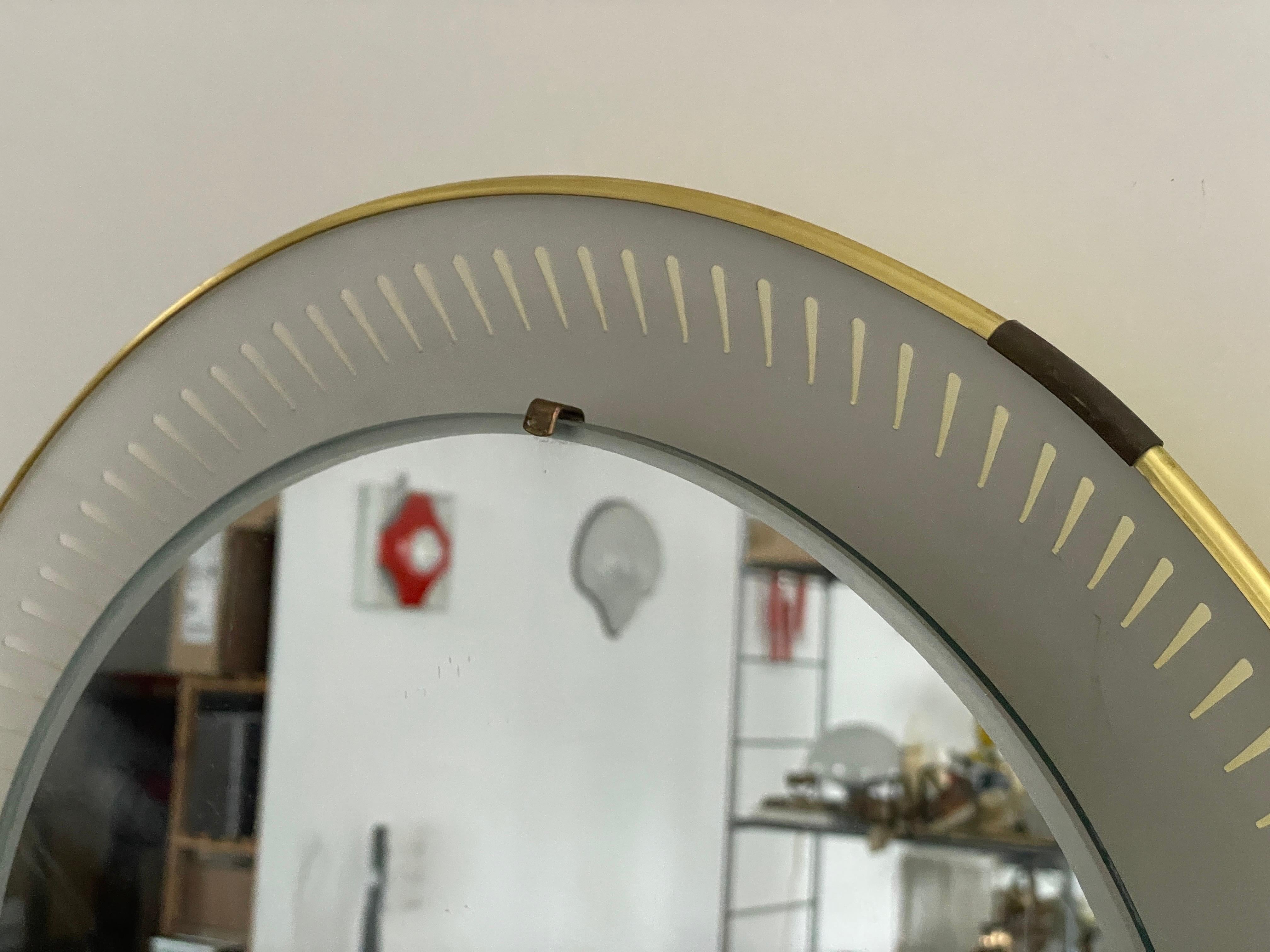 Espejo de pared redondo con luz de mediados de siglo, Hillebrand, Años 50, Alemania mediados del siglo XX en venta