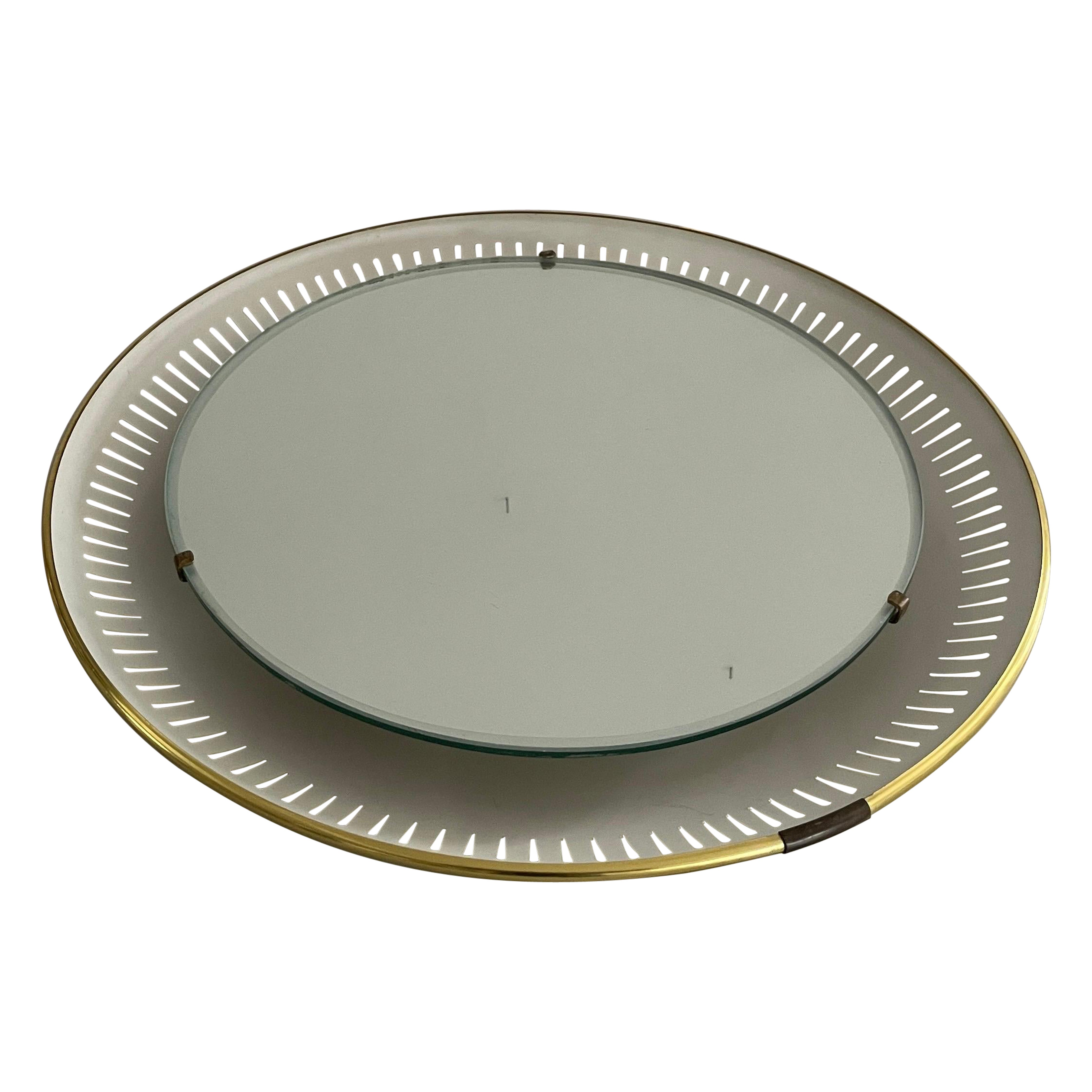 Espejo de pared redondo con luz de mediados de siglo, Hillebrand, Años 50, Alemania en venta