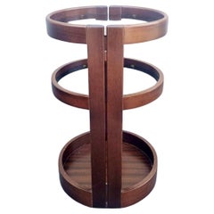 Mid Century Round Wooden Bar Trolley, Italy 80s