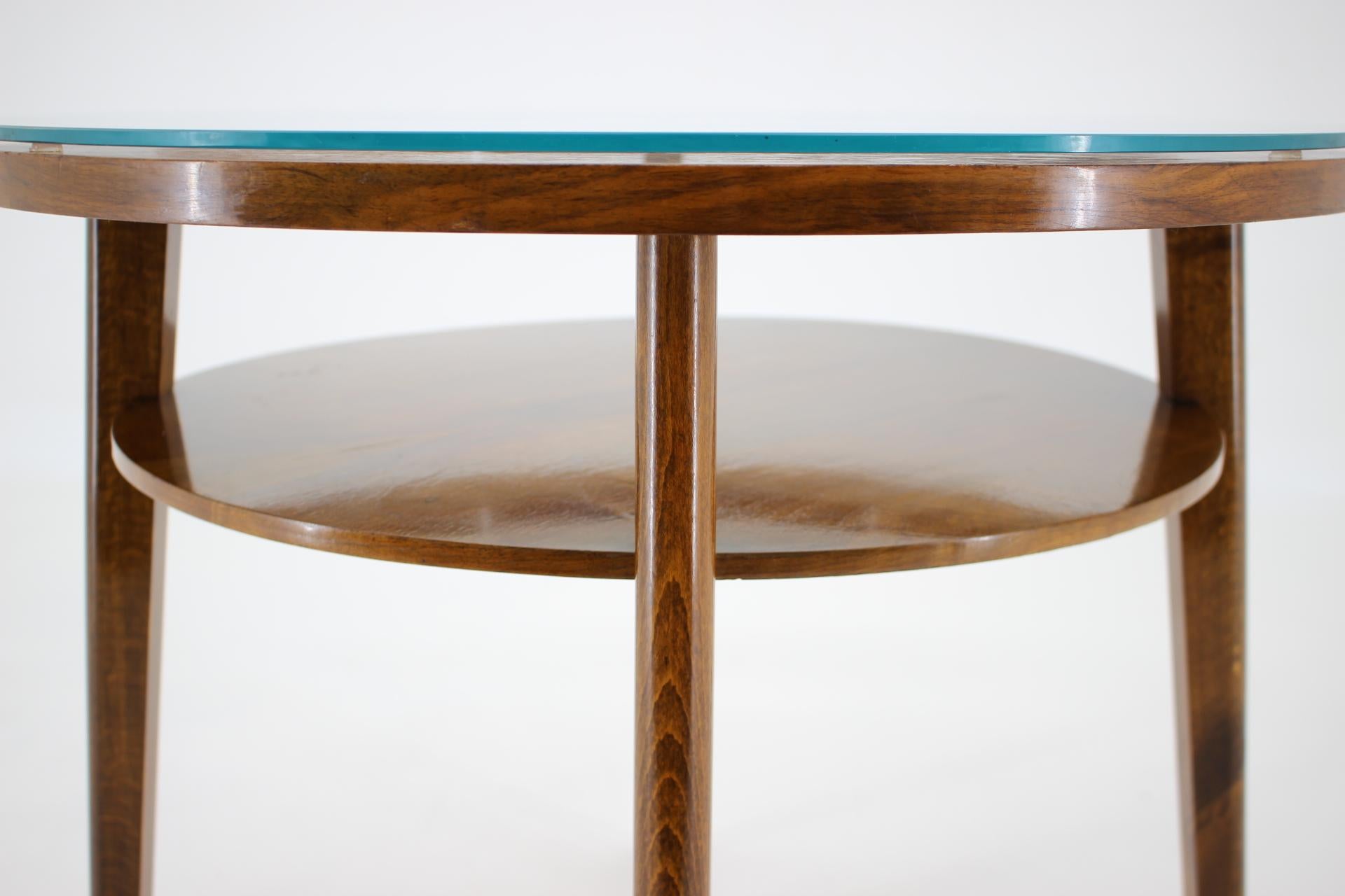Mid-20th Century Mid-Century Round Wooden Coffee Table, Czechoslovakia / 1960's For Sale
