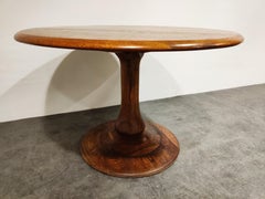 Midcentury Round Wooden Dining Table, 1960s