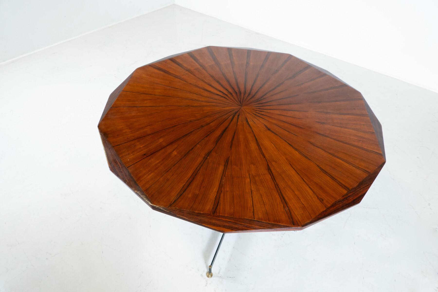 Mid-Century Round Wooden Dining Table, Italy, 1960s For Sale 1