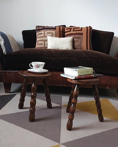 Mid-Century Round Wooden Stools in The Style of Charles Dudouyt, France, 1960s
