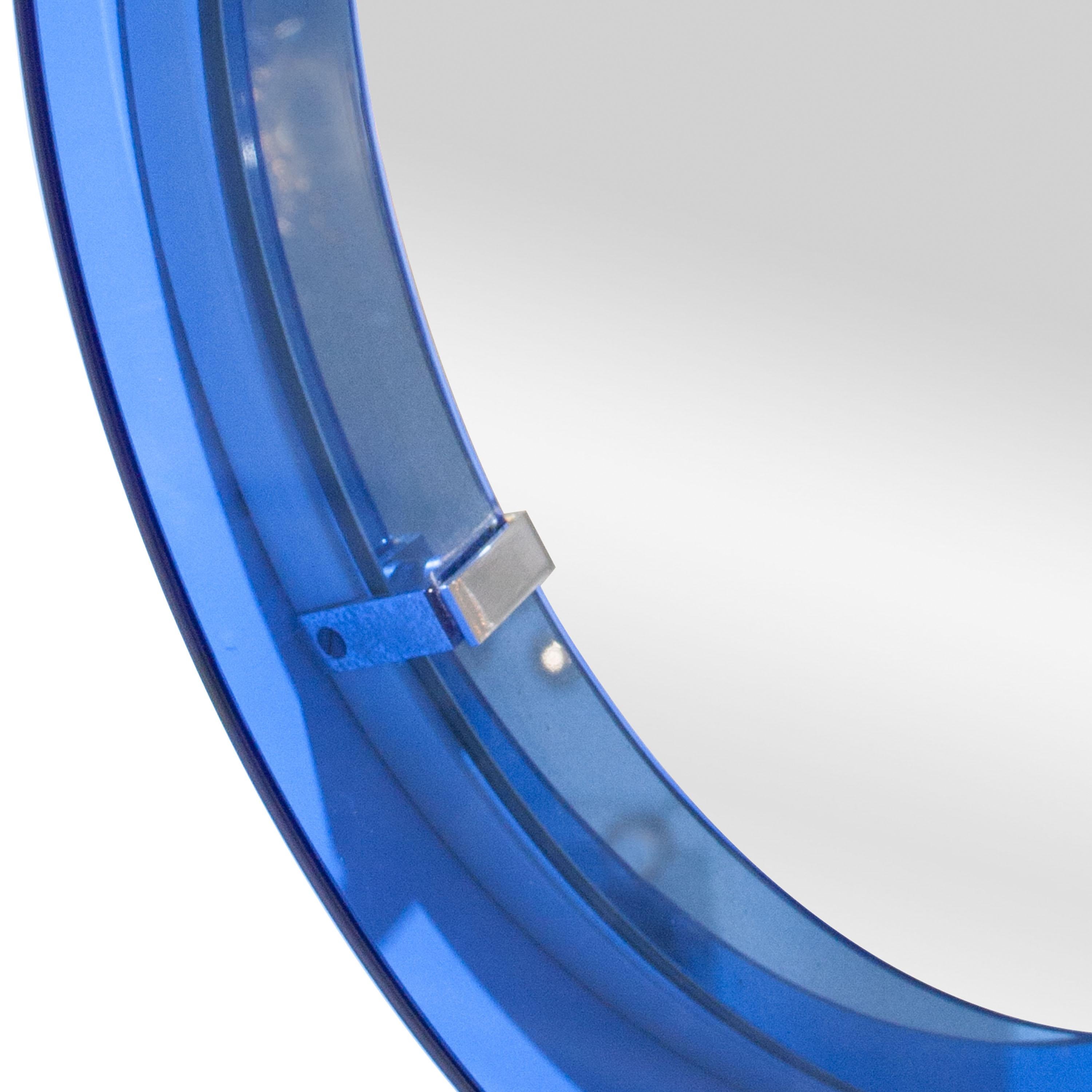 Mid-Century Rounded Blue Glass Mirror, Italy, 1960 In Good Condition In Madrid, ES