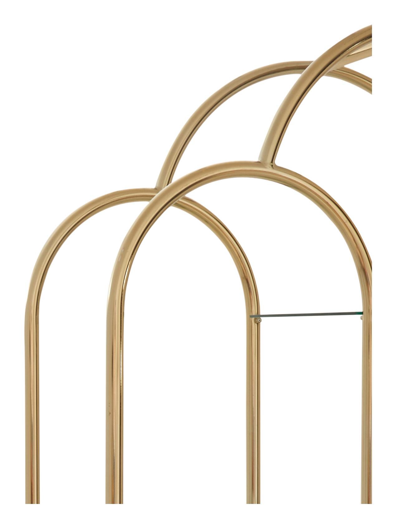 American Midcentury Rounded Brass Étagère