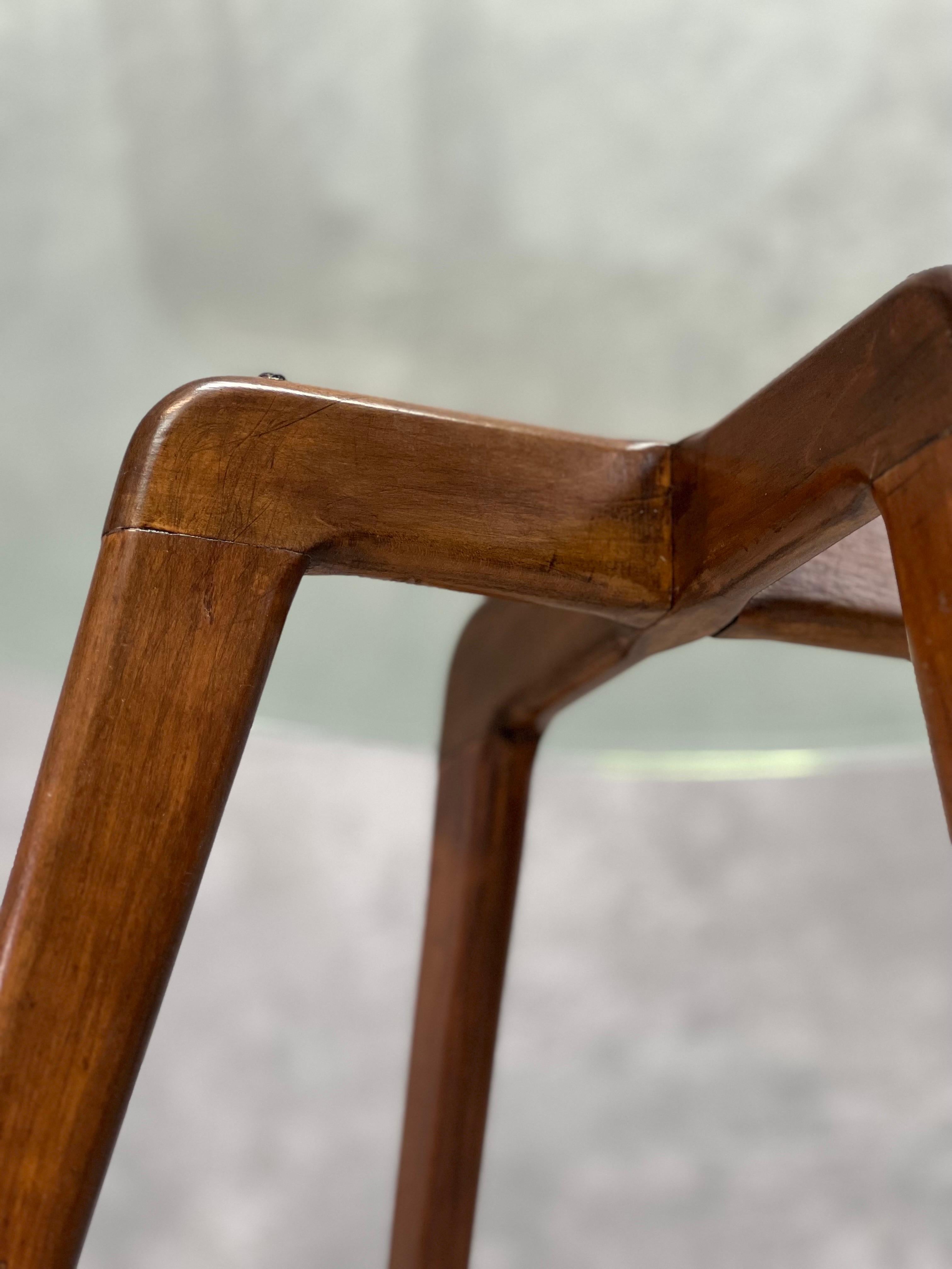 Midcentury Rounded Coffee Table with Glass Top For Sale at 1stDibs