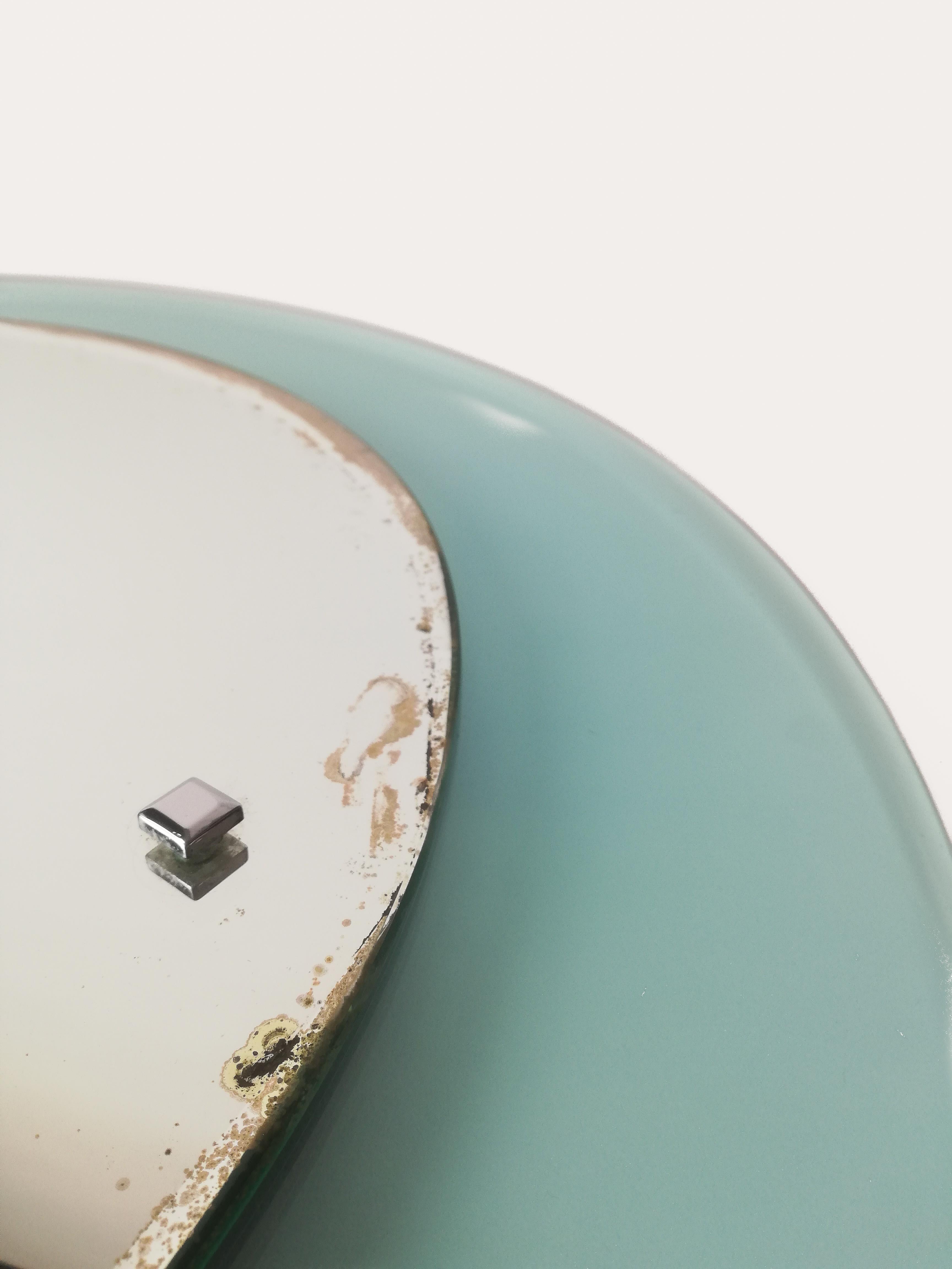 Miroir arrondi du milieu du siècle en verre turquois attribué à Veca, Italie, 1970 en vente 6