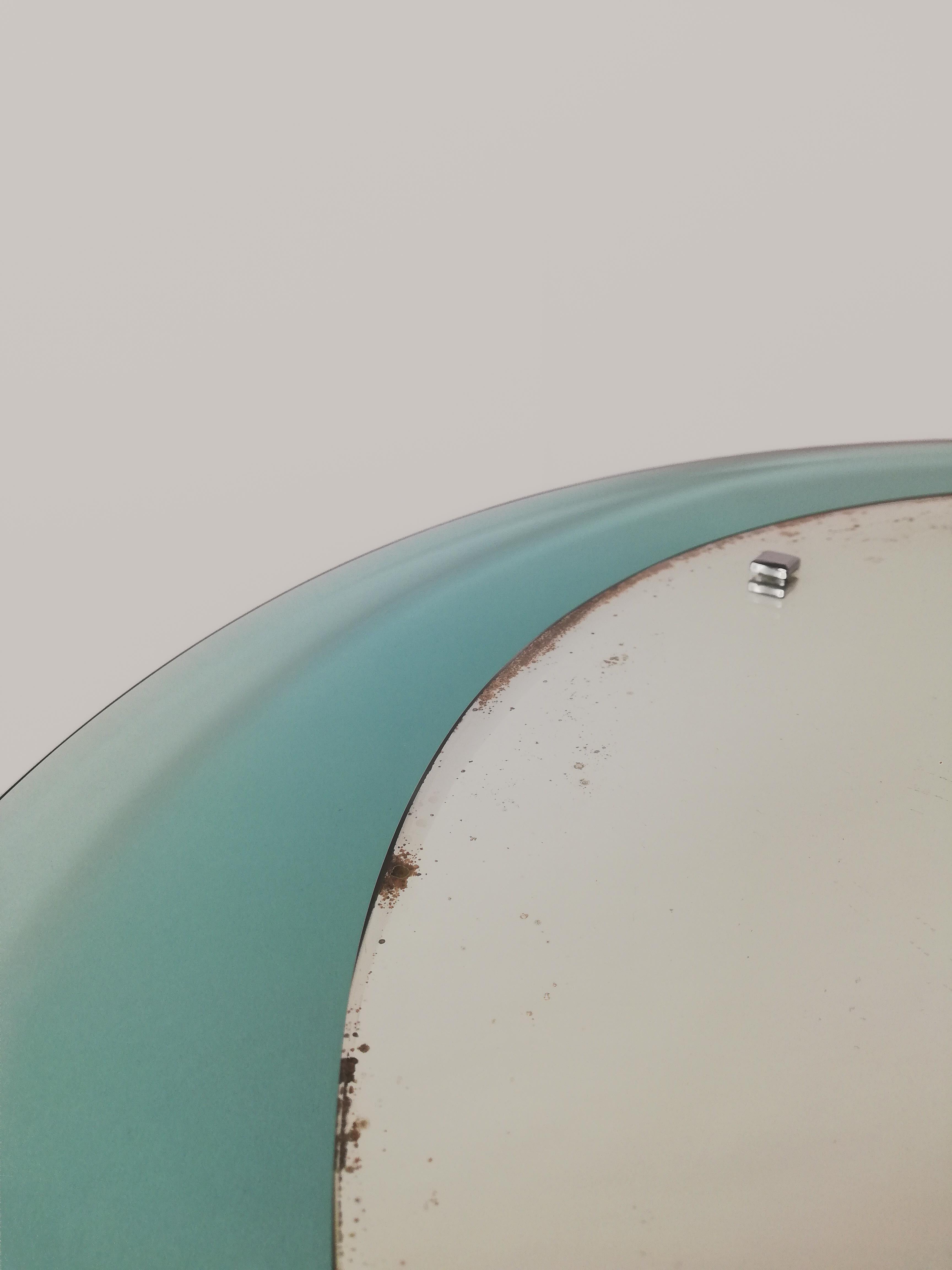 Midcentury Rounded Mirror in Turquois Glass Attributable to Veca, Italy, 1970s For Sale 8