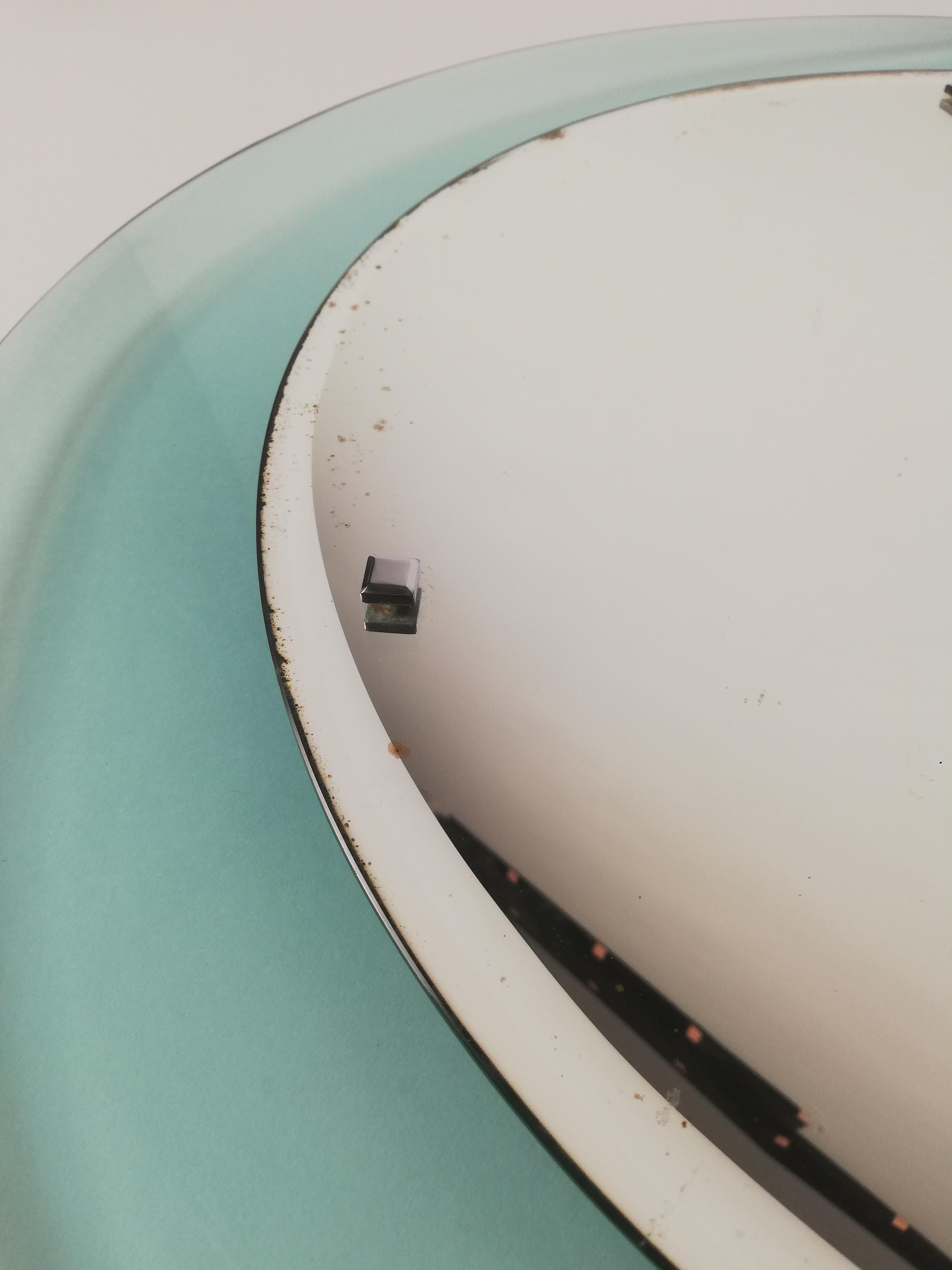 Miroir arrondi du milieu du siècle en verre turquois attribué à Veca, Italie, 1970 en vente 1