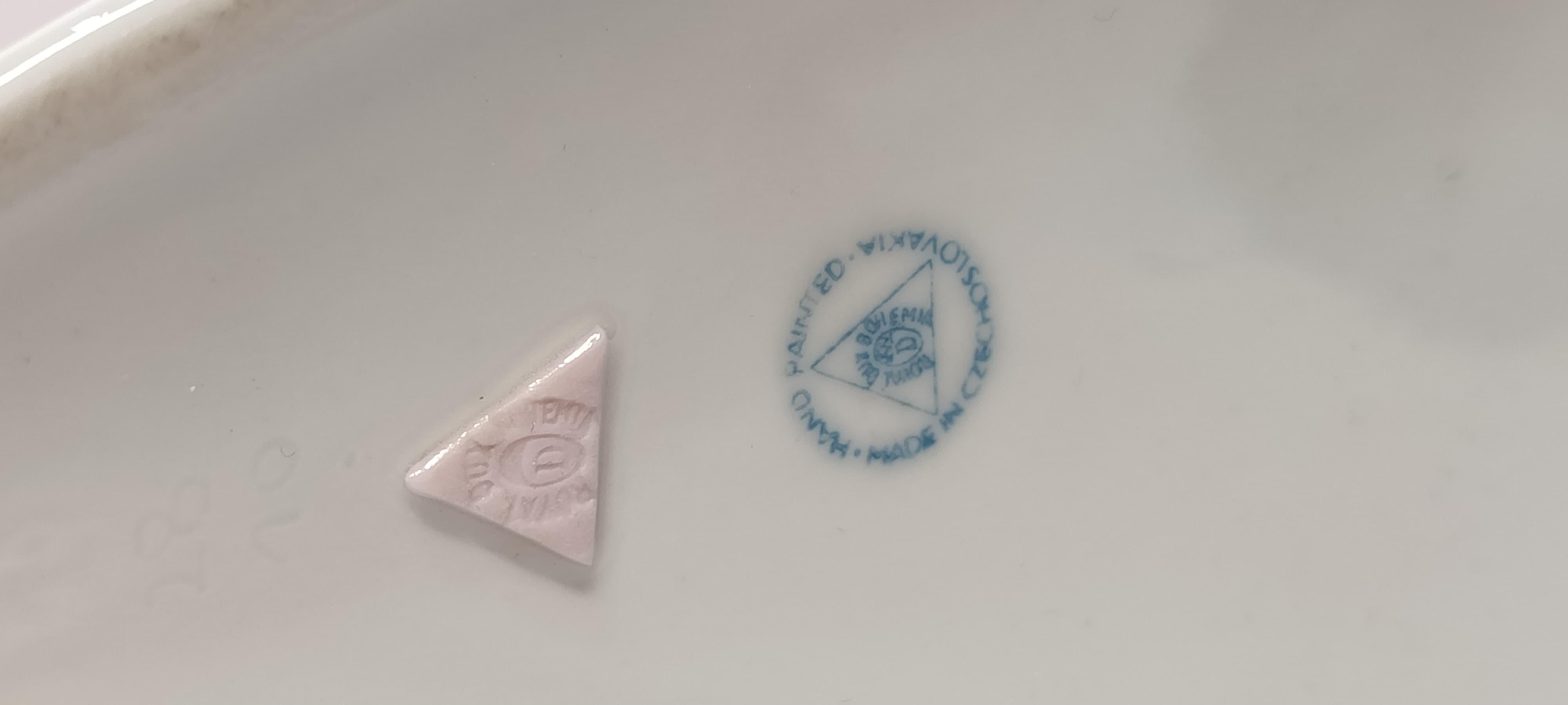 Ceco Cavallo in porcellana Royal Dux di metà secolo con cavaliere nudo femminile, circa 1960 in vendita