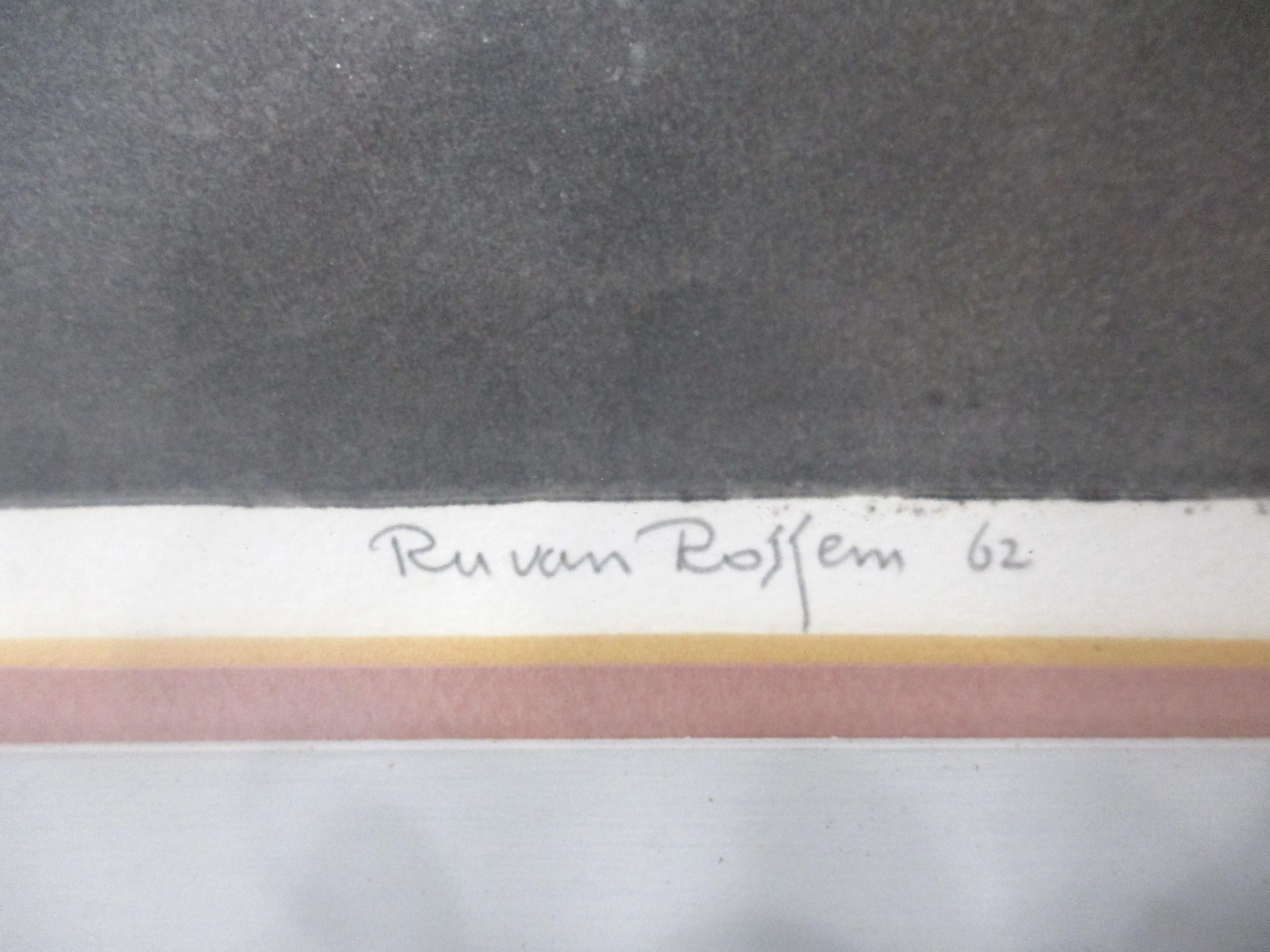 Mid Century Ru Van Rossem Signed Lithograph 1962 Netherlands   For Sale 2