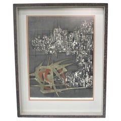 Lithographie du milieu du siècle signée Ru Van Rossem, 1962, Pays-Bas  