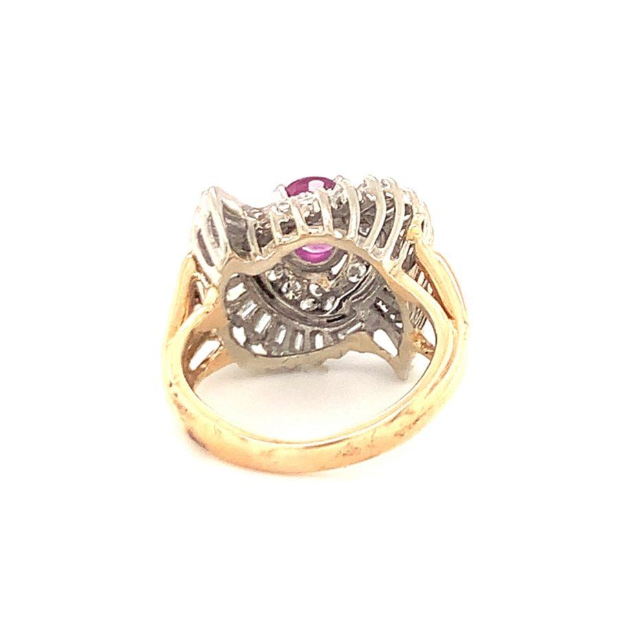 Women's Mid-Century Ruby and Diamond Gold Ring, circa 1950s For Sale