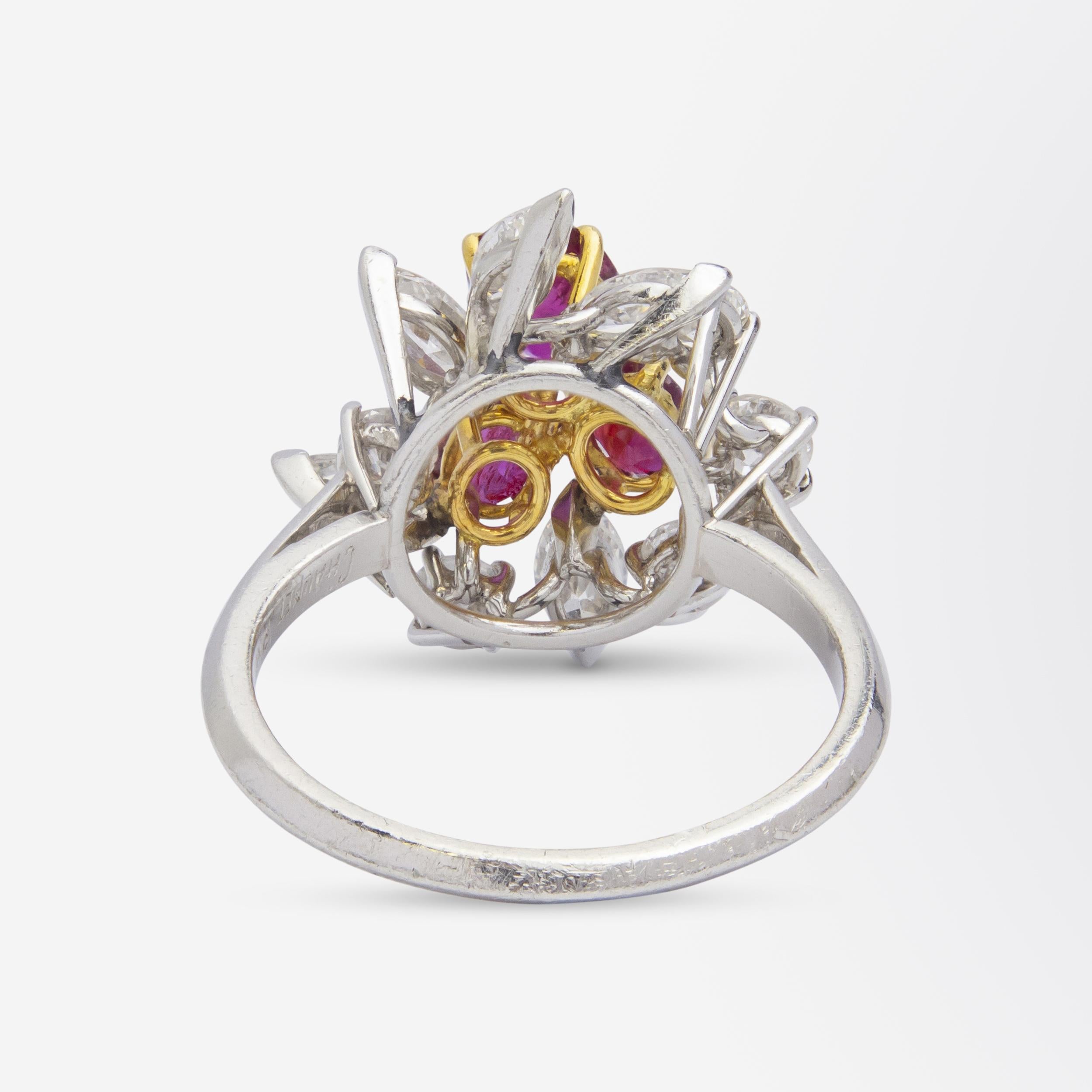 Anello di Chaumet con rubini e diamanti del metà del secolo scorso In condizioni buone in vendita a Brisbane City, QLD