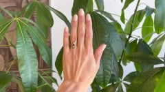 Mid Century Ruby Diamond 14 Karat Yellow Gold Navette Ring