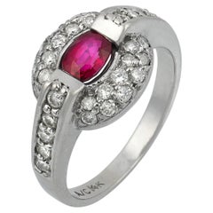 Mid Century ruby diamond 14k white gold ring