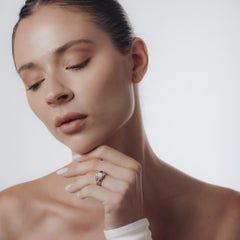 Mid-Century 18k White Gold Ruby Diamond Ring, Circa 1950, Size 5