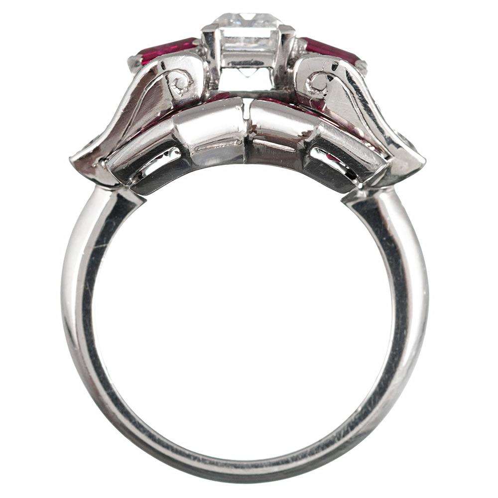 Women's Midcentury Ruby and Diamond Ring, Signed “Gumbiner”