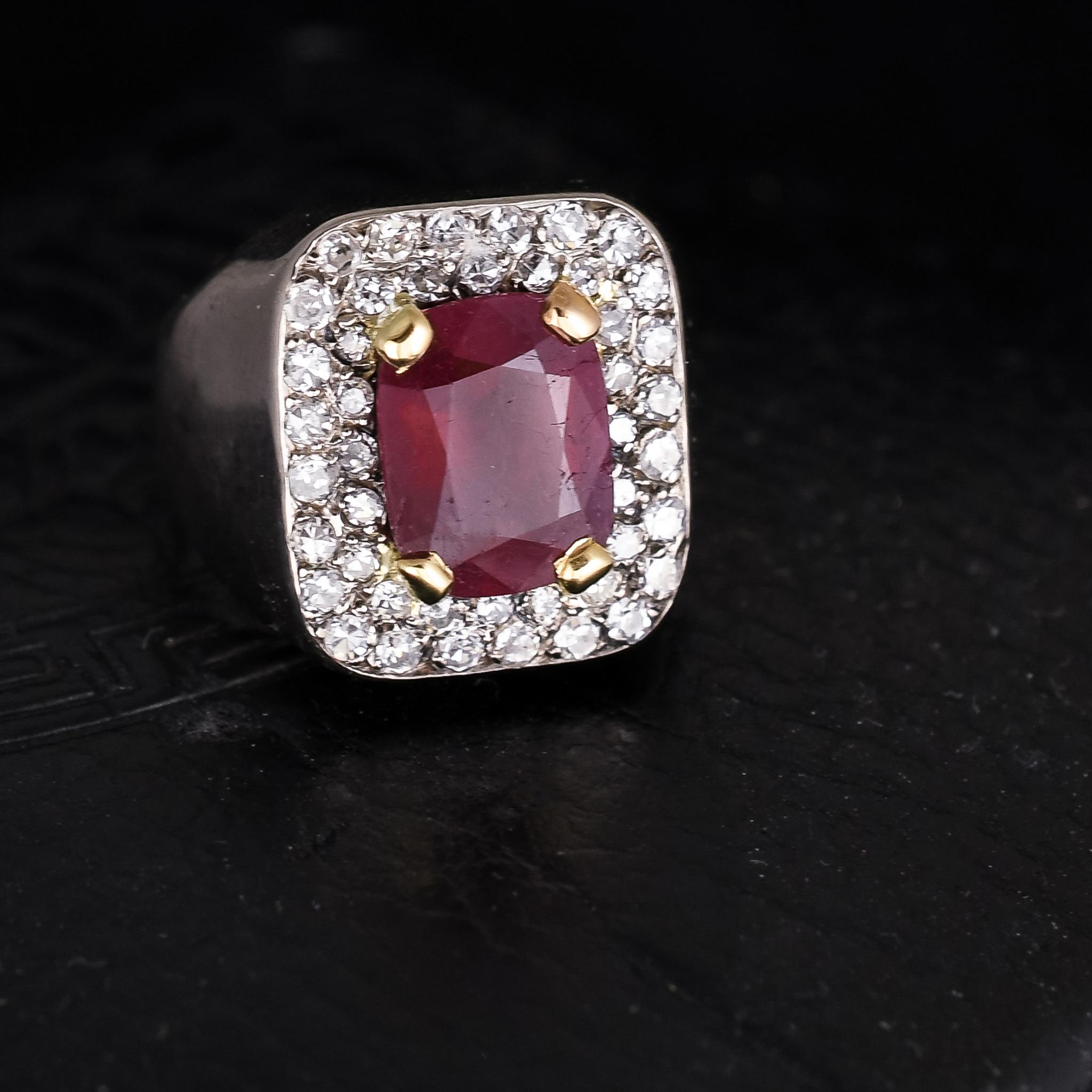 ruby and diamond pinky ring