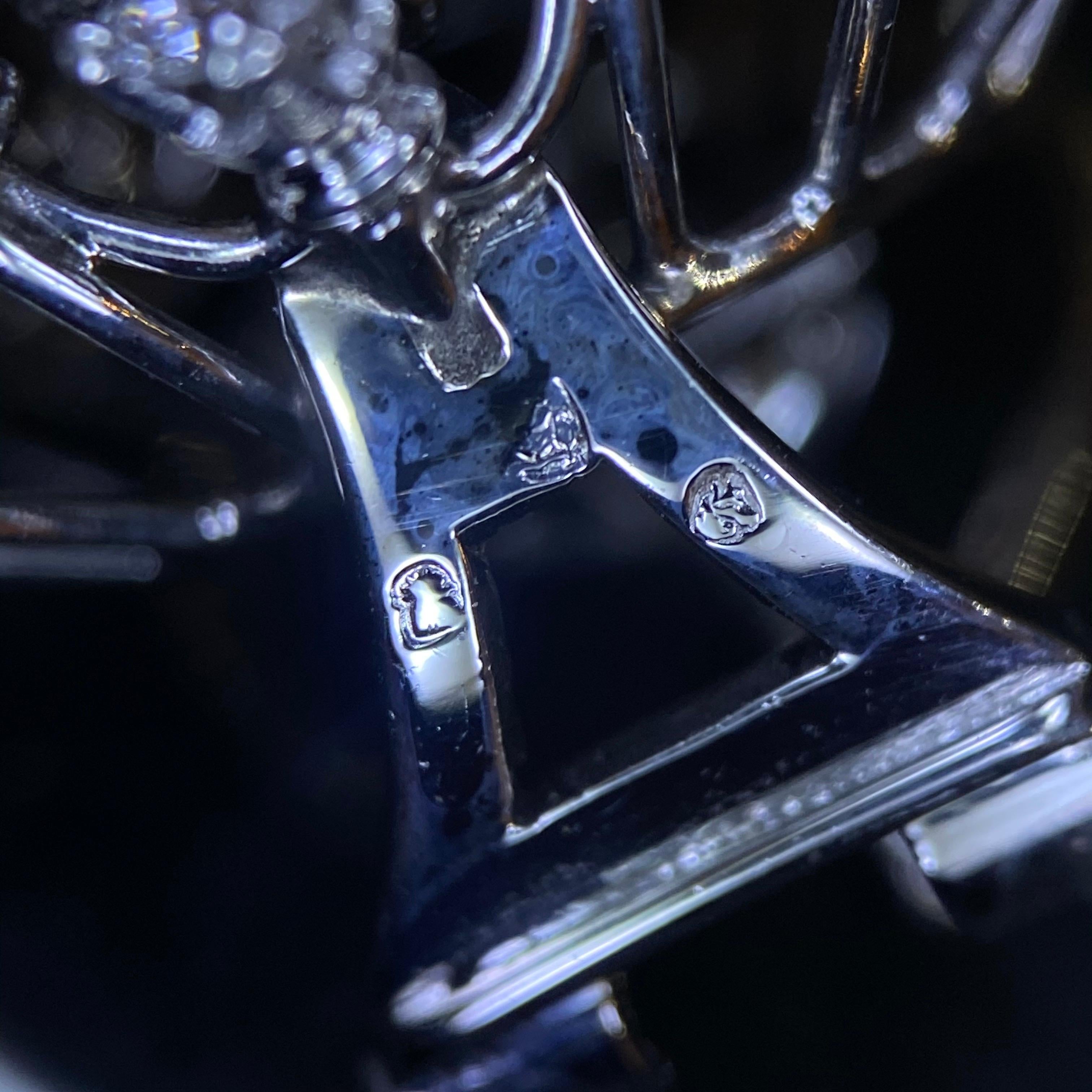 Mid-Century Ruby Diamond Trefoil Cluster Clip-On Earrings Platinum 1950s 1960s For Sale 7
