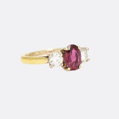 Mid Century Ruby Diamond Trilogy Ring