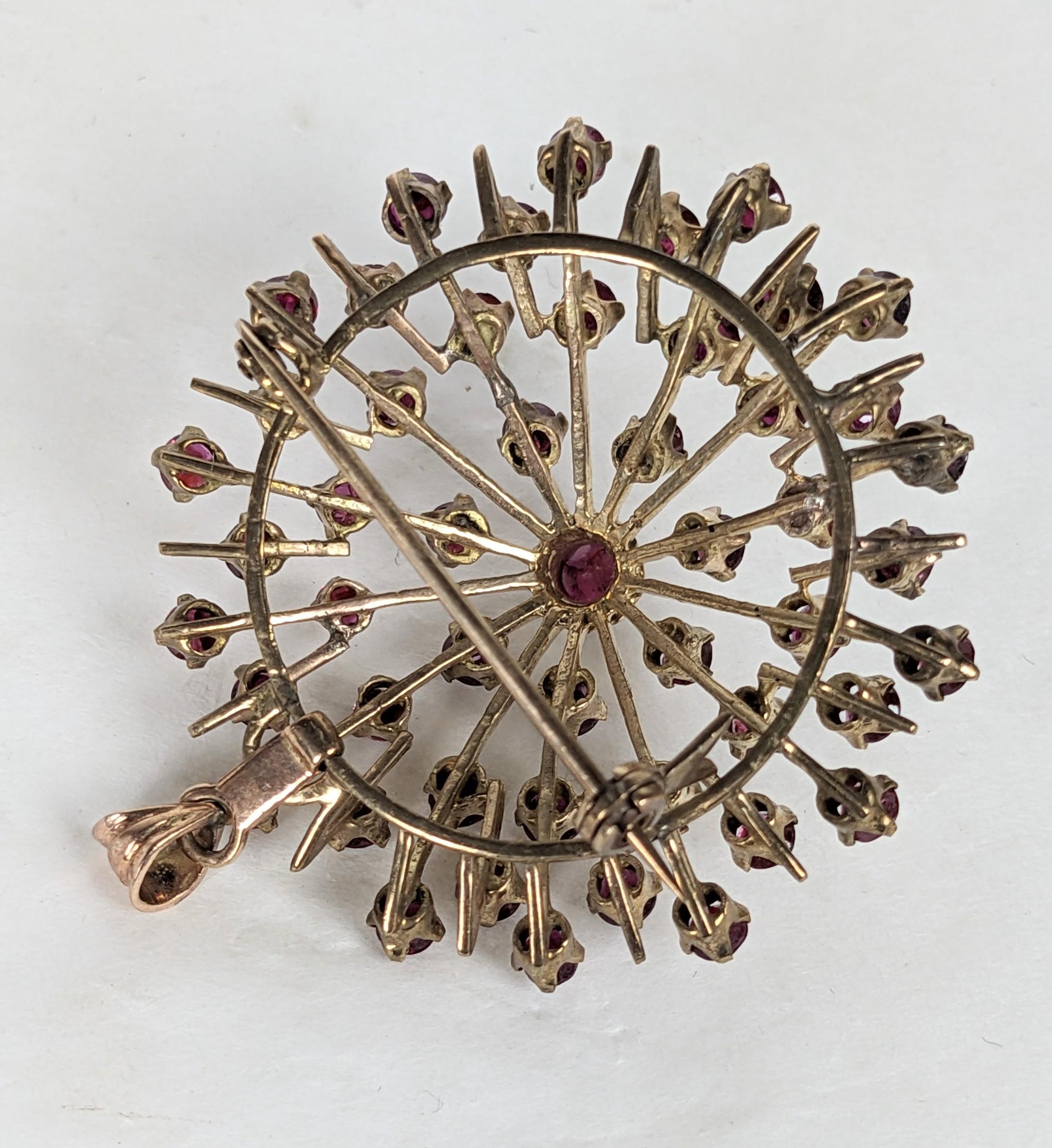Mid Century Ruby Starburst Brooch/Pendant In Good Condition In New York, NY