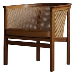 Mid Century Rud Thygesen Armchair in Cane and Leather, King Series Botium, 1970s