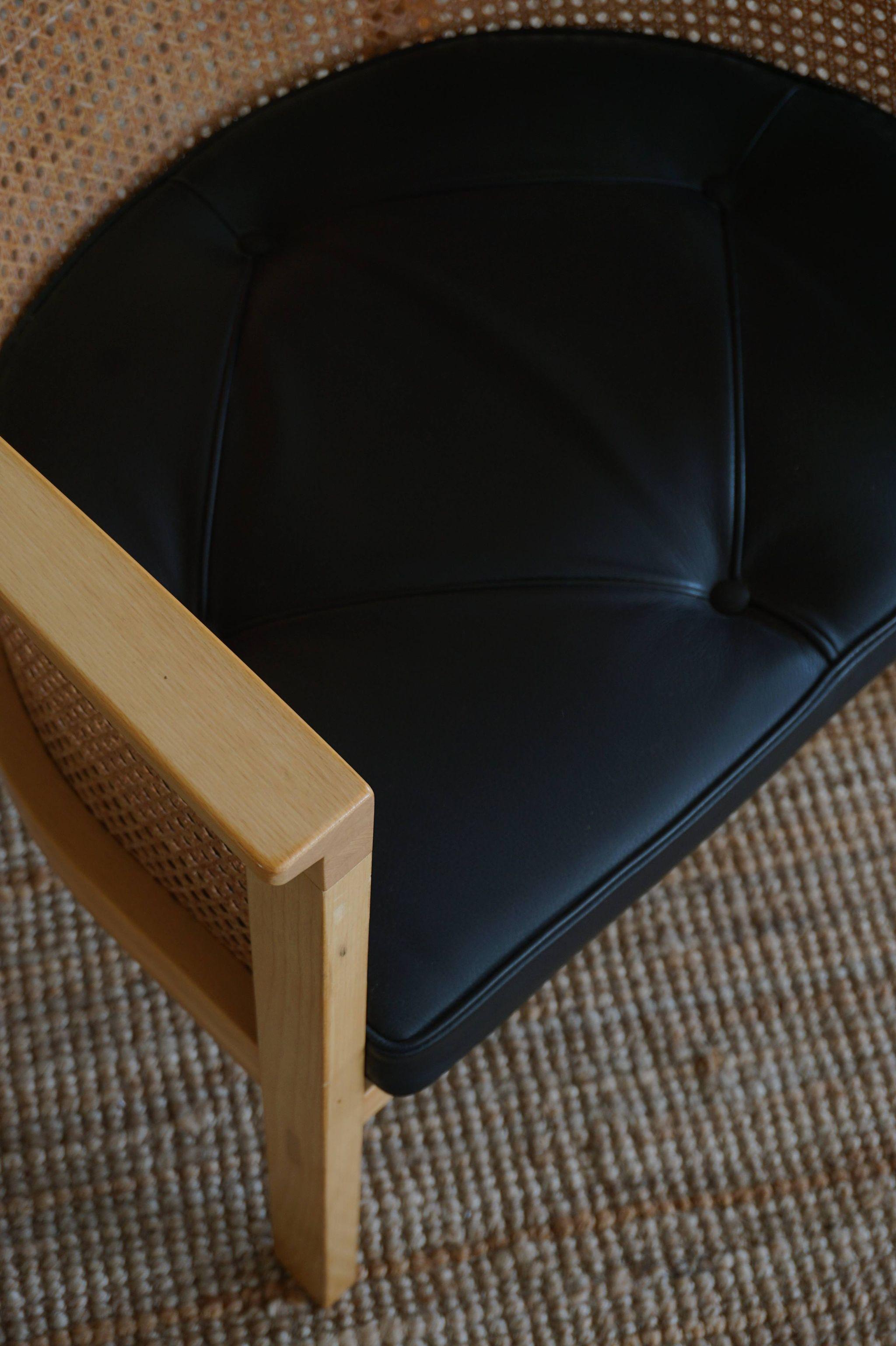 Mid Century Rud Thygesen Armchair in Cane and Leather, King Series Botium, 1980s For Sale 3