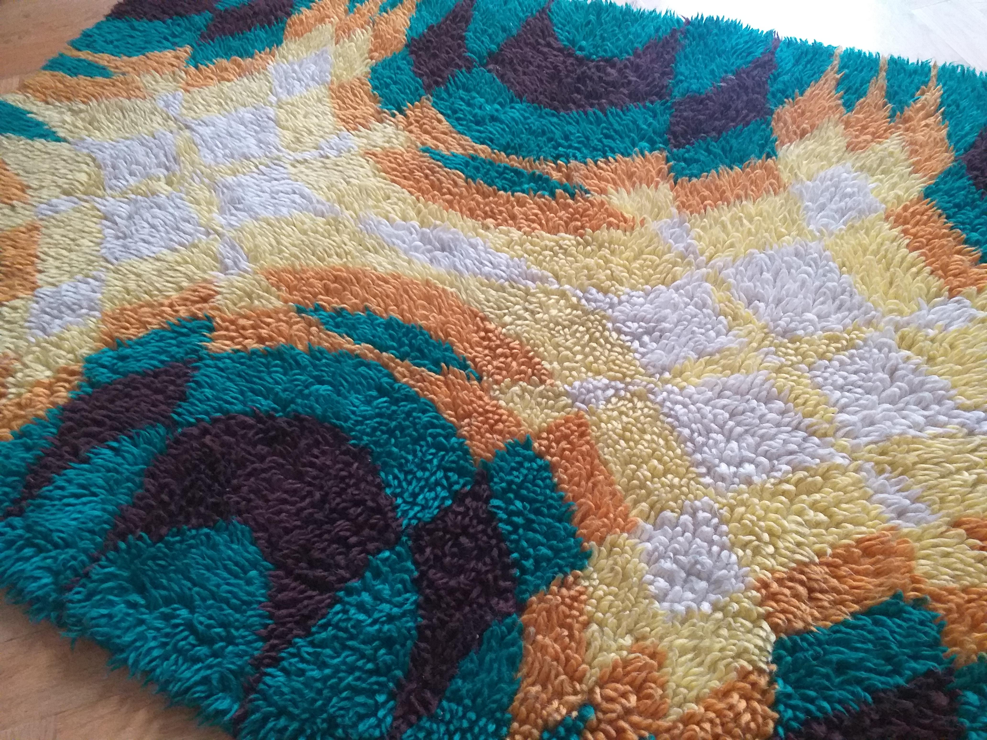 Wool Midcentury Rug / Carpet in Ege Rya Style, Denmark, 1970