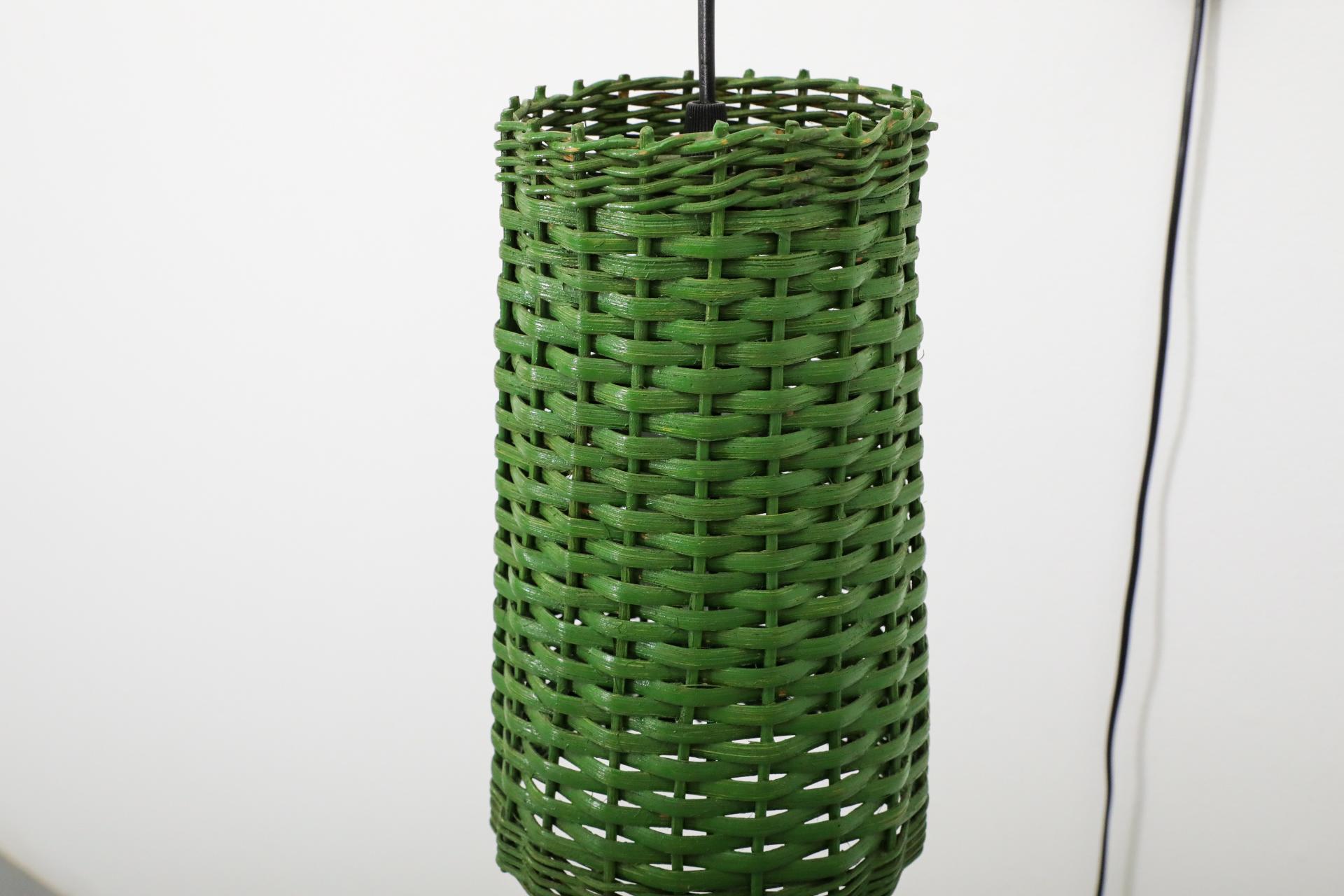 Mid-Century Rupprecht Skrip Style Wall Lamp with Green Rattan Shade, 1960's 8