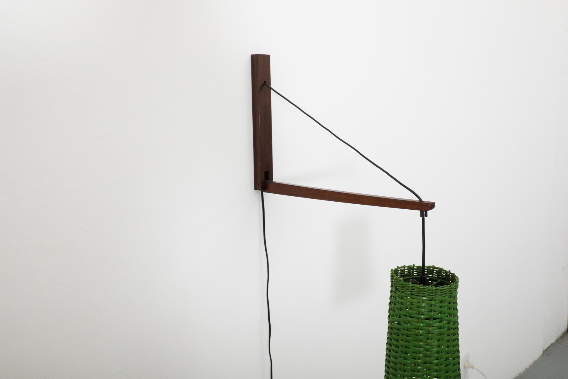 Mid-Century Rupprecht Skrip Style Wall Lamp with Green Rattan Shade, 1960's 10