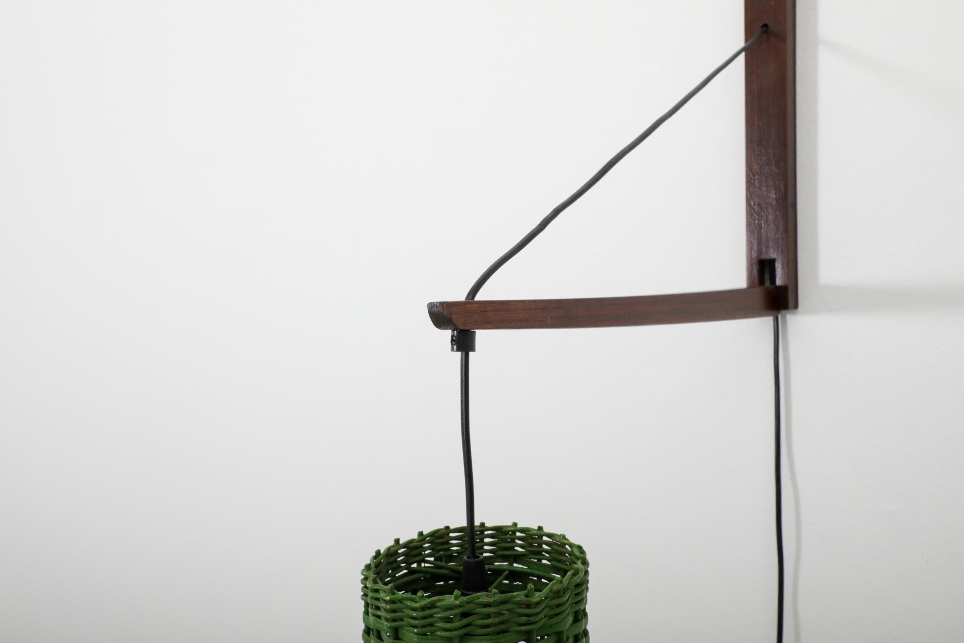 Mid-Century Rupprecht Skrip Style Wall Lamp with Green Rattan Shade, 1960's 12