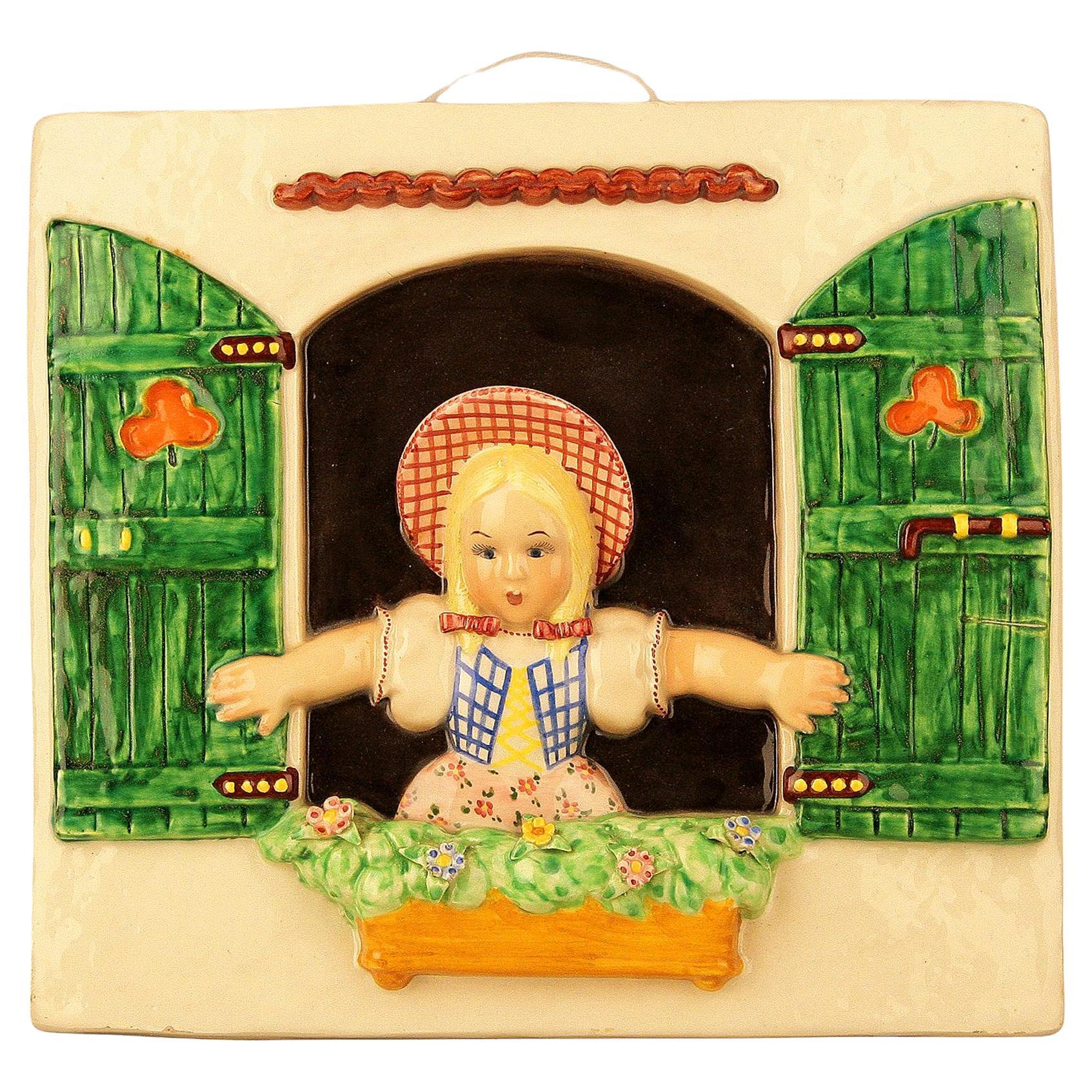 Mid-Century Rural Decorative Wall Porcelain Made by Trevir from Vincenza, Italy For Sale