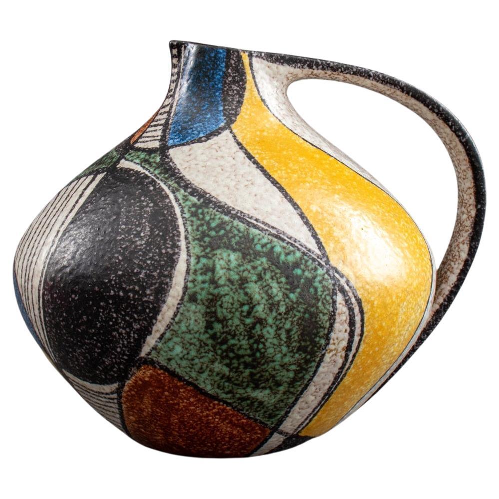 Mid-Century Ruscha Handgemalt Art Ceramic Pitcher For Sale