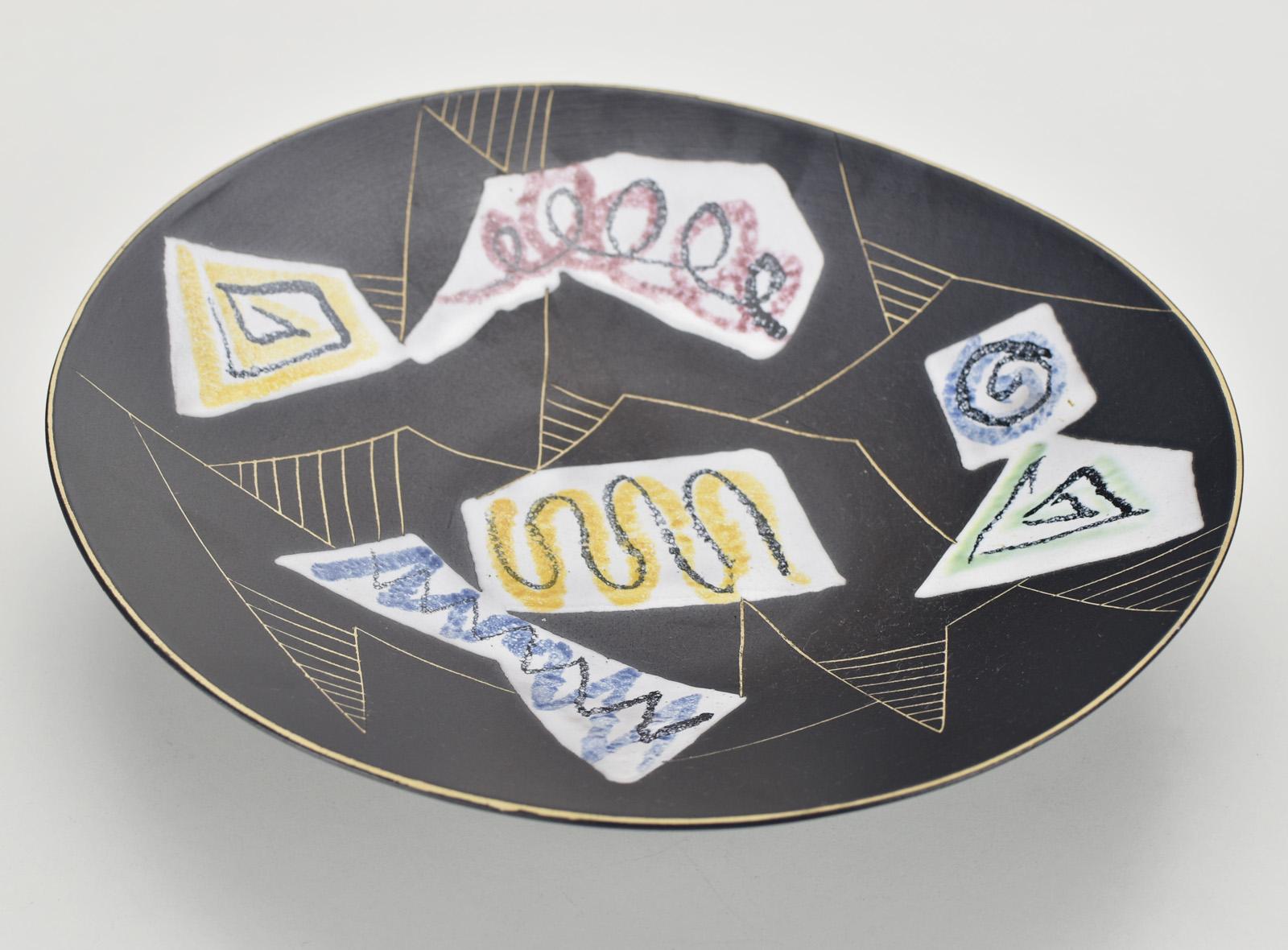 Ruscha-Marokko-Keramikschale aus der Mitte des Jahrhunderts von Hans Welling, farbenfrohe Glasur (Deutsch) im Angebot
