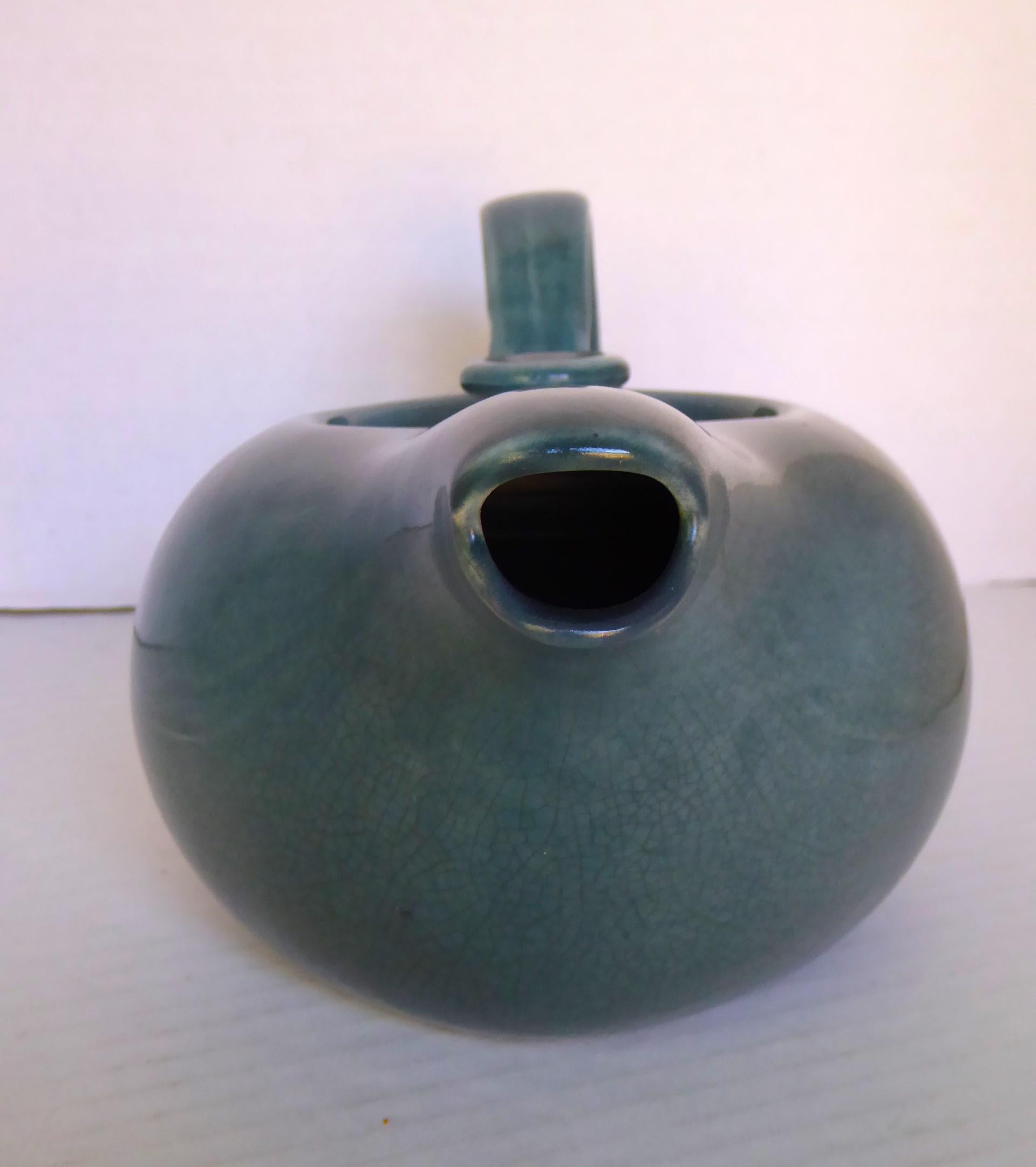 Mid-Century Modern Mid Century Russel Wright Seafoam Blue American Modern Ceramic Coffee Pot For Sale