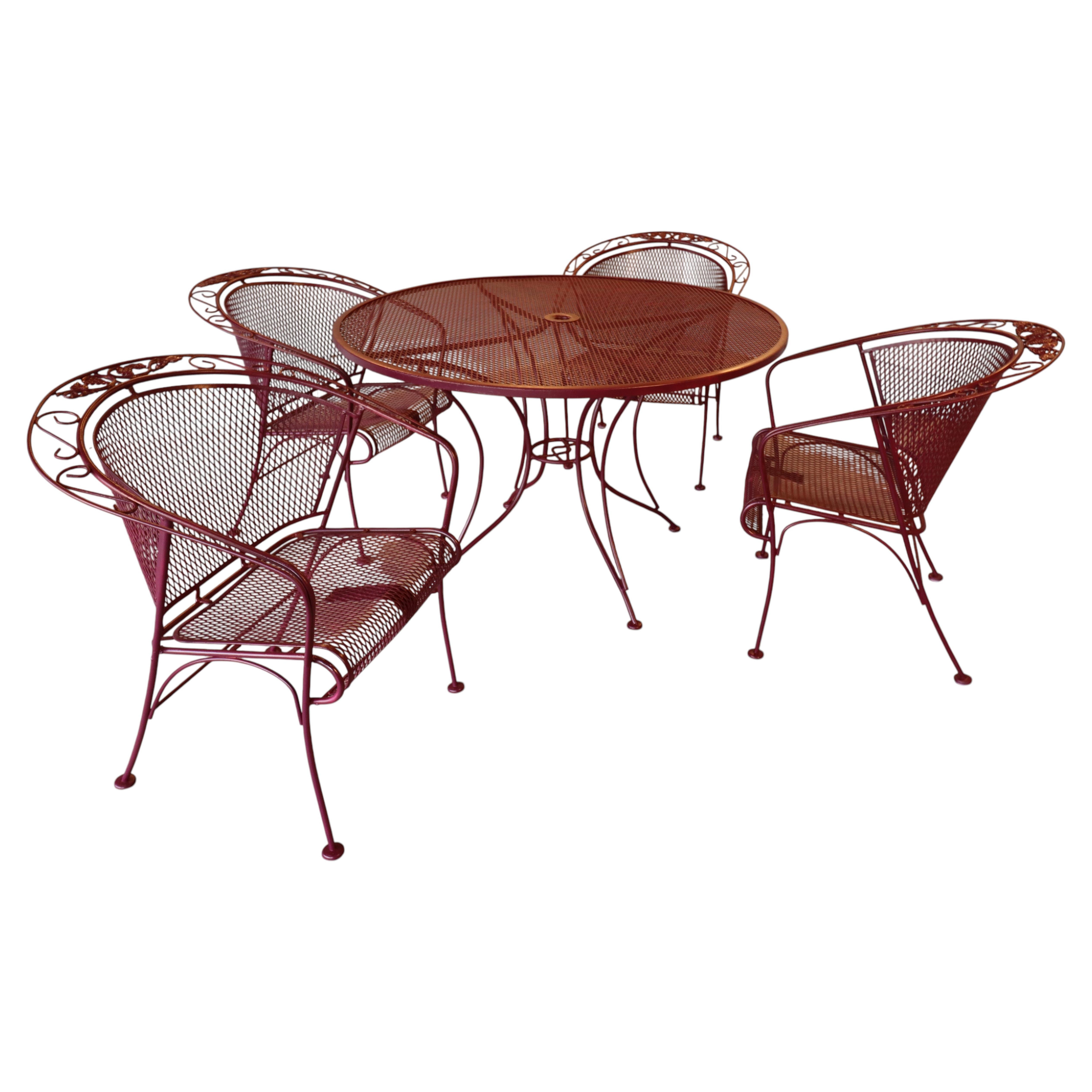 Mid-Century Russell Woodard Grapevine Wrought Iron Patio Dining Set, 5 Pieces