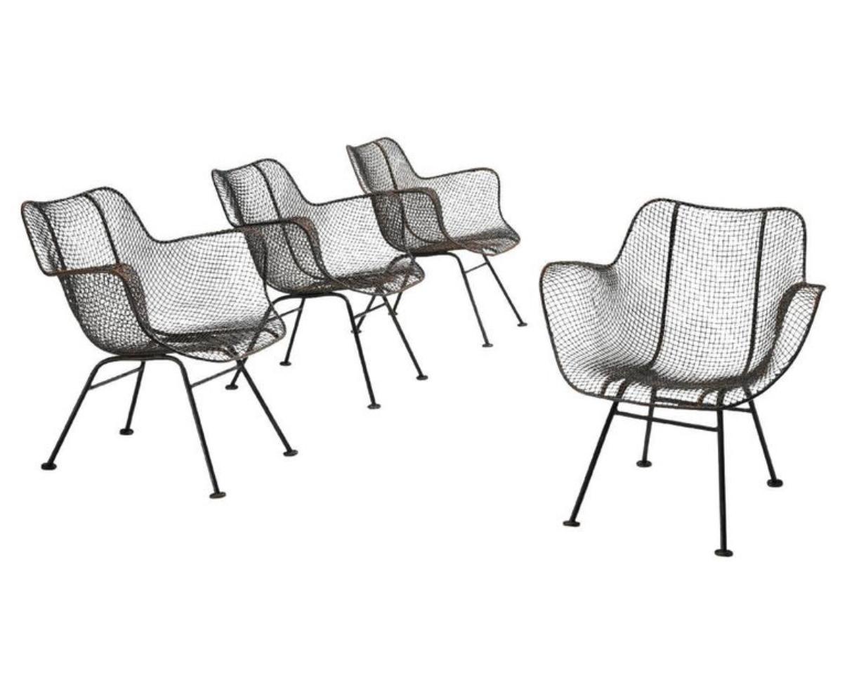 American Mid Century Russell Woodard Sculptura Mesh Sculpted low Patio Armchair