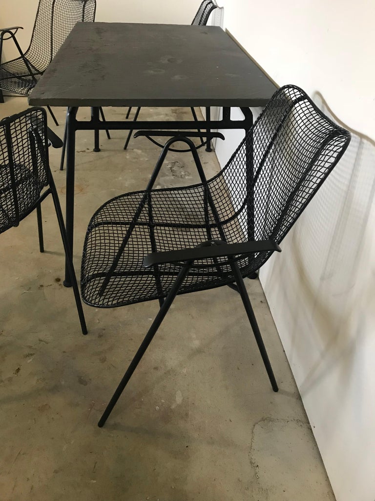 Mid Century Russell Woodard Sculptura Slate Top Dining Table with Four