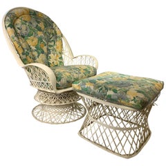 Retro Midcentury Russell Woodard Spun Fiberglass Swivel Lounge Chair and Ottoman