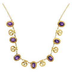 Mid-Century Russian Amethyst Gold Necklace