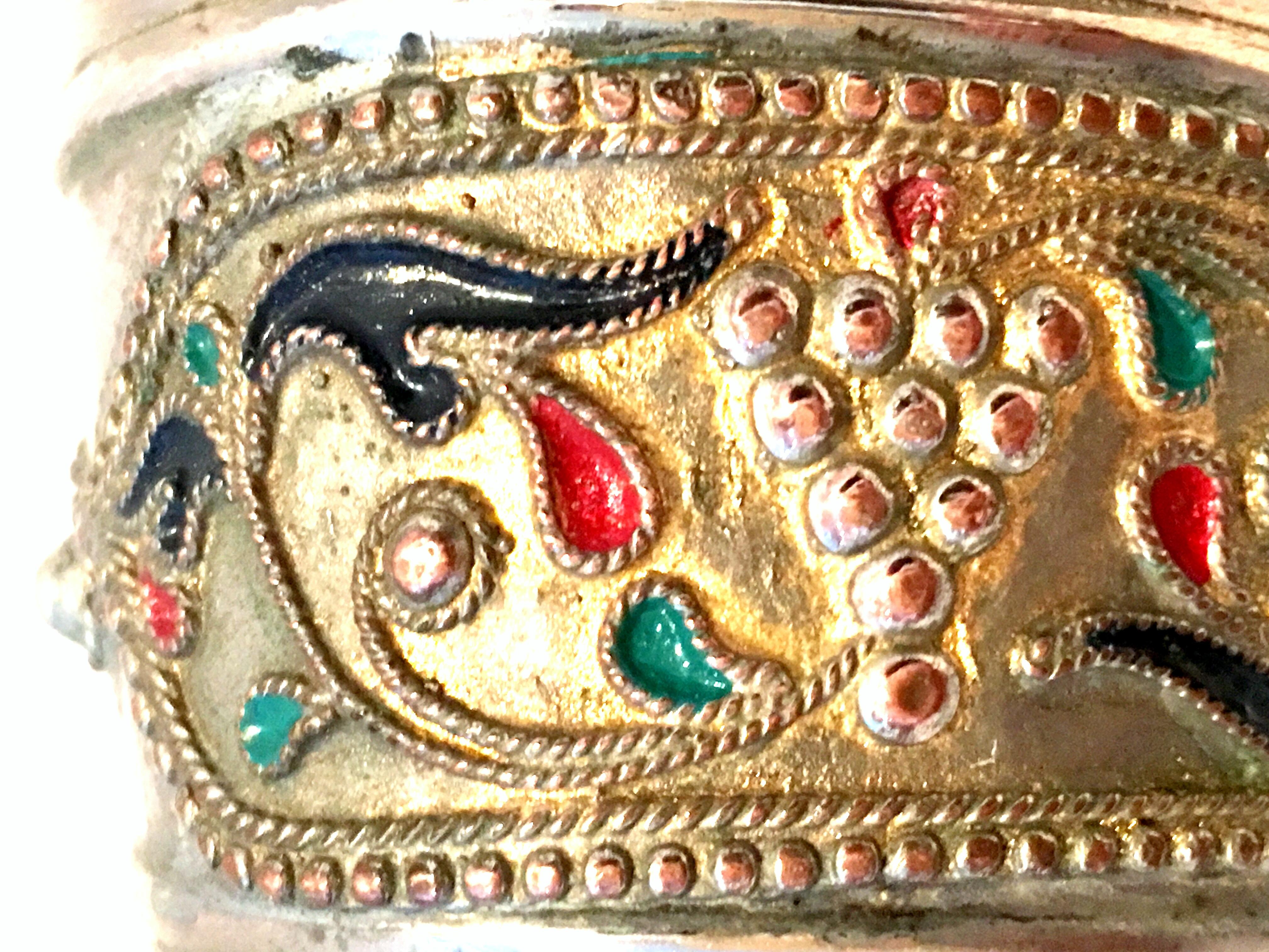 Midcentury Russian Caucasian Silver Alloy and Enamel Cloisonné Drinking Horn 5