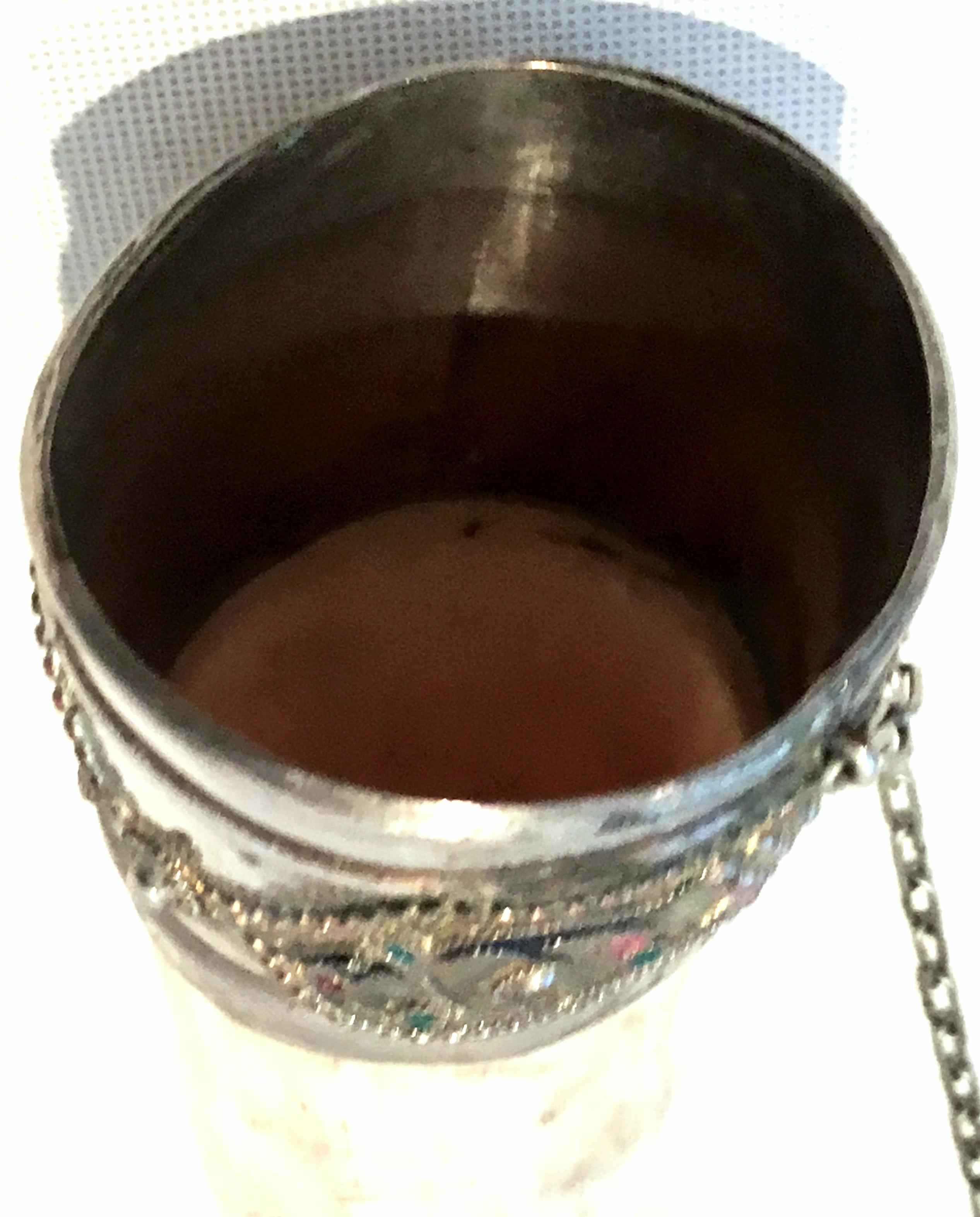 Midcentury Russian Caucasian Silver Alloy and Enamel Cloisonné Drinking Horn 7