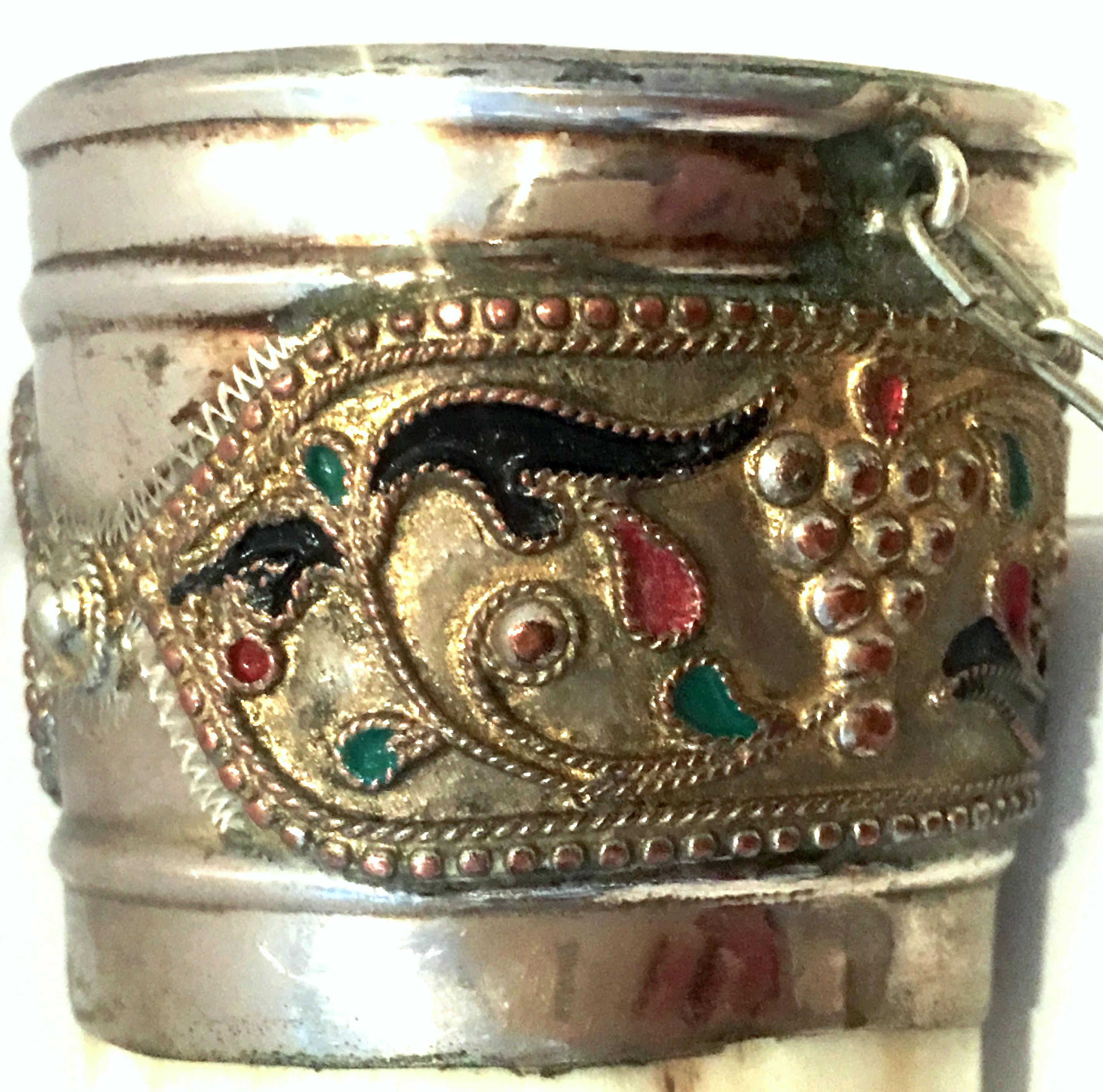Midcentury Russian Caucasian Silver Alloy and Enamel Cloisonné Drinking Horn 4
